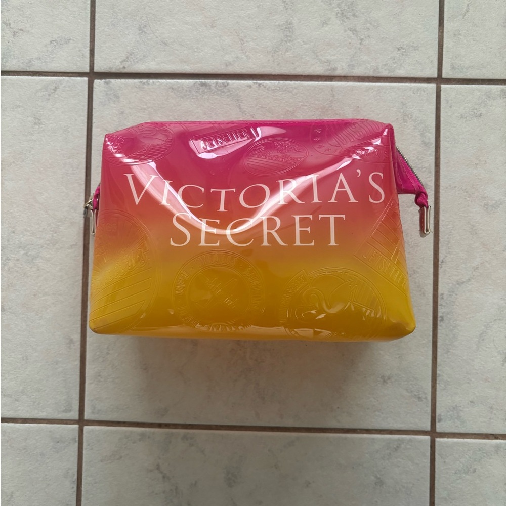 Victoria's Secret Pink and Yellow Makeup/Travel Bag